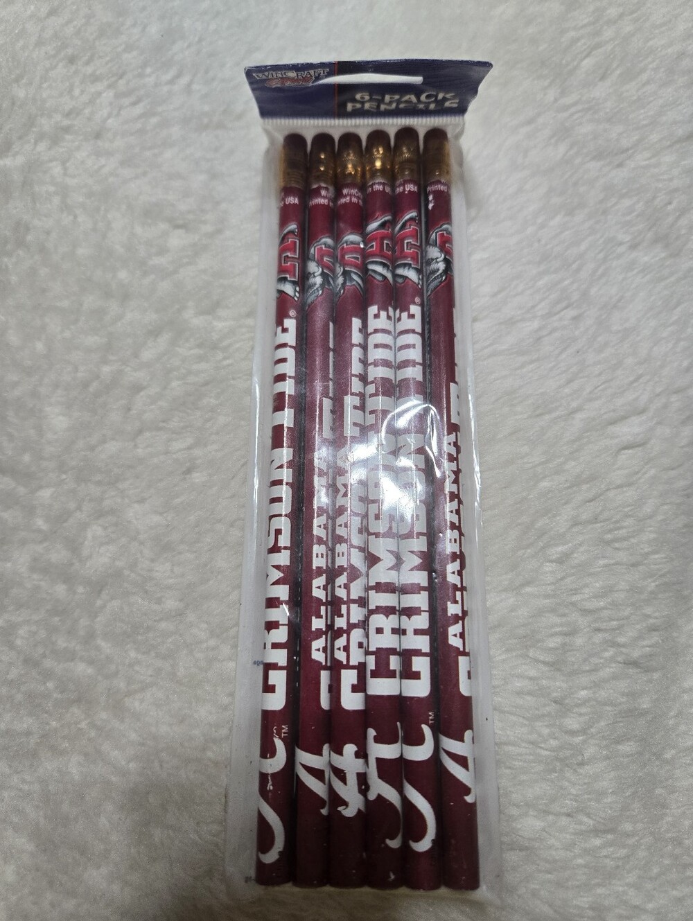 WinCraft Sports 6 Pack Alabama Crimson Tide Wooden Pencils NIB